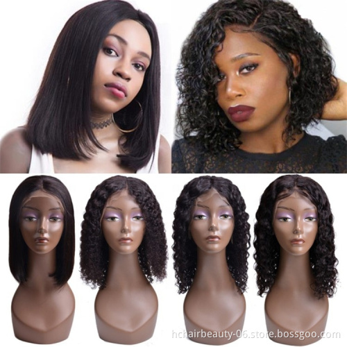 Free Shipping Baby Hair Straight Lace Front Bob Wigs 100% Human Hair Natural Hair Line HD Swiss Lace Front Bob Wig
